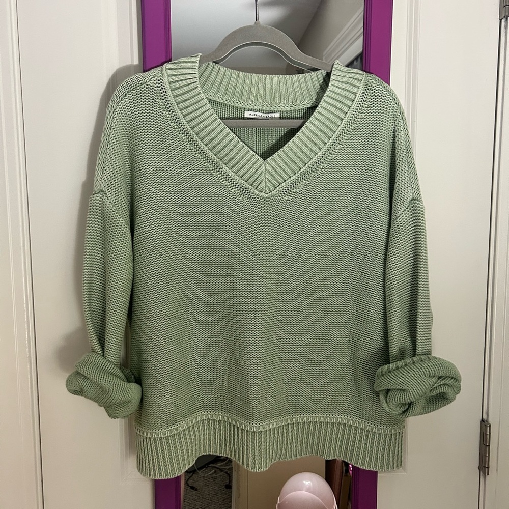 American Eagle Outfitters Sage V-Neck Sweater